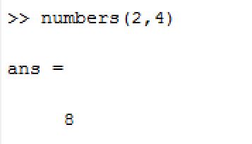 to access the value of second row, fourth column from our matrix, do numbers(2,4) and get 8