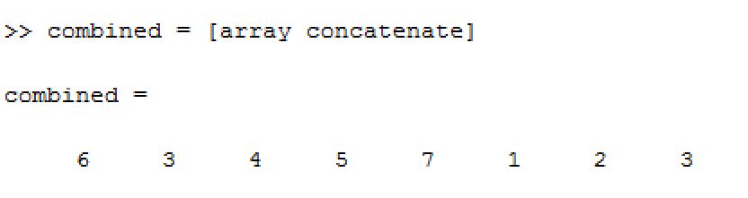 concatenate old array with new array to get combined = [6 3 4 5 7 1 2 3]