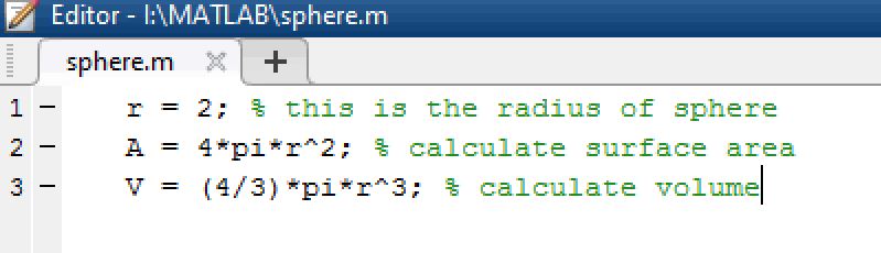 comment to tell the radius, surface area and volume of the sphere