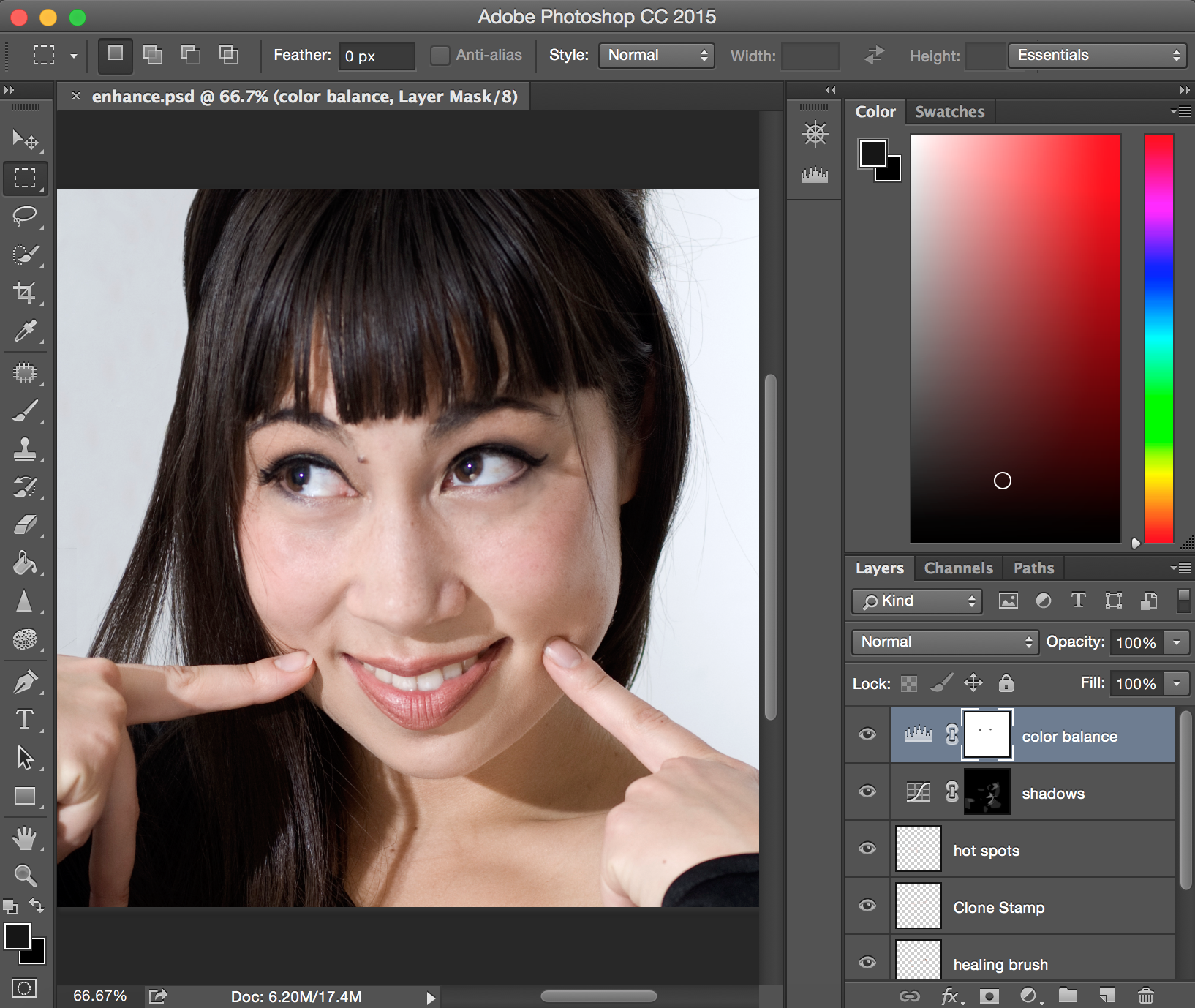 Image of a potrait opened in Photoshop