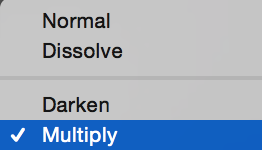 Multiply is selected from the dropdown menu