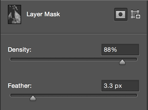 Density=88% and Feather=3.3px
