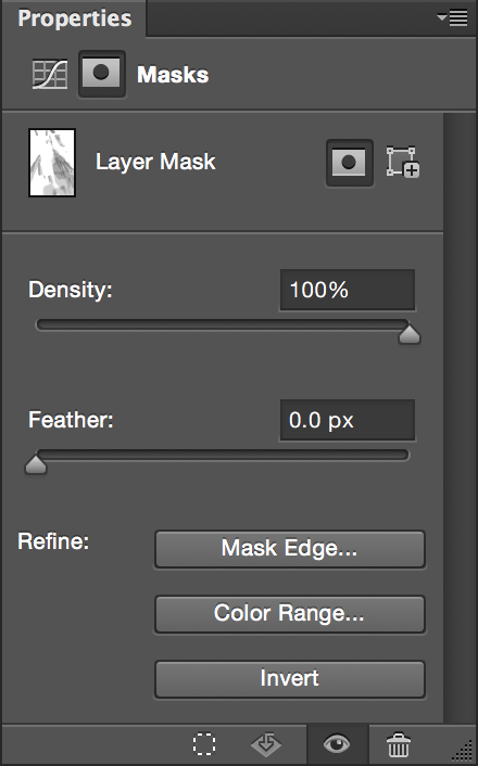Layer mask properties panel