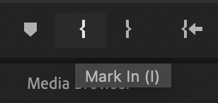 mark in and mark out icons within the source monitor