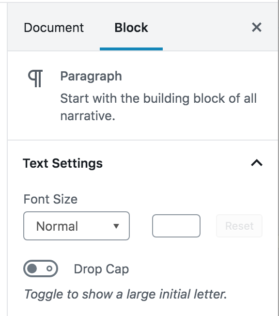 Block tab on the right side of the editing screen.