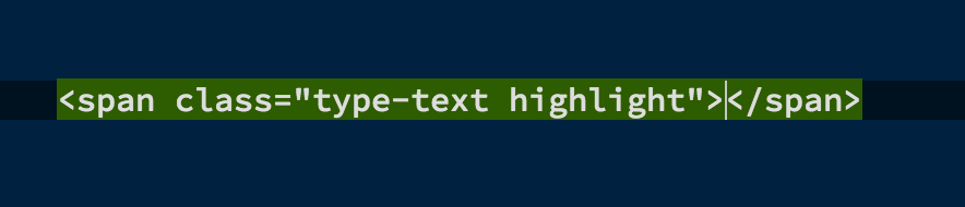 A span tag with class attributes of highlight and type-texts