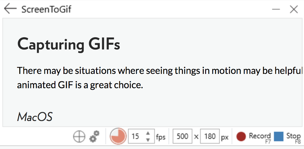 The ScreenToGif interface
