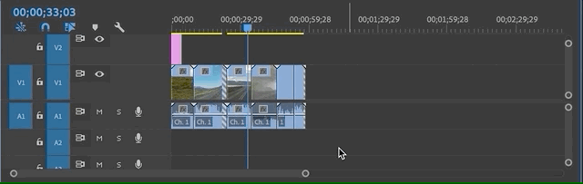 gif showing how to use the side and bottom scroll to zoom in and out of the clips in the Timeline