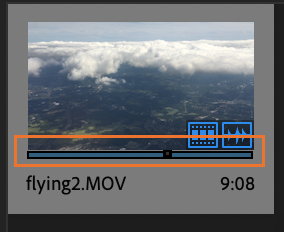 Close up on an imported media file showing where to scrub over to preview clip