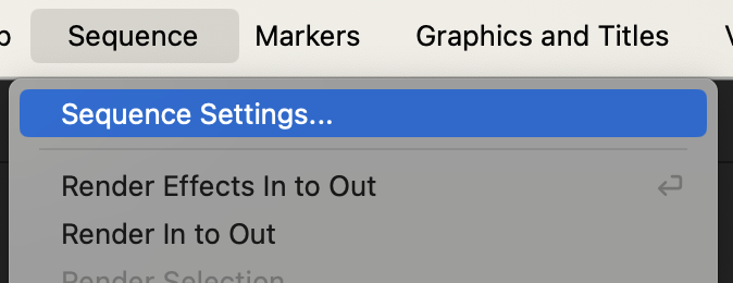 File menu showing sequence settings under the Sequence Menu