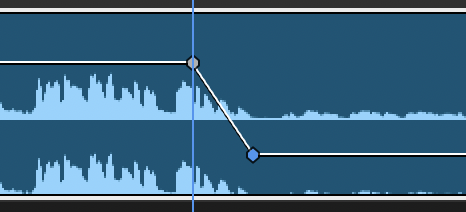 Two keyframes, one has been moved to be lower
