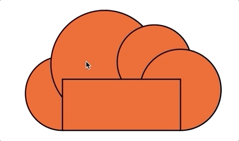 Animation of a set of circles and a rectangle being selected through the rubberband method