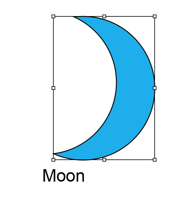 Crescent moon shape with visible anchor points