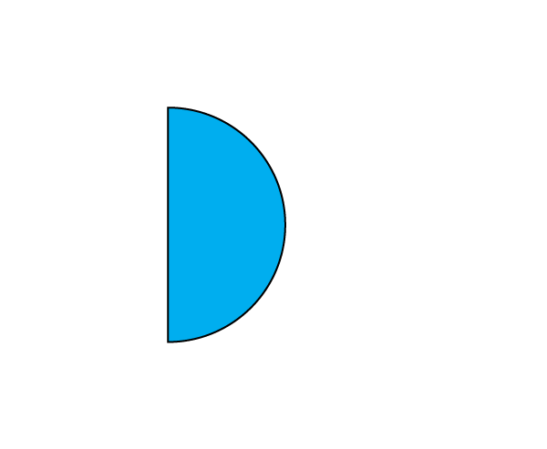 Blue semicircular shape