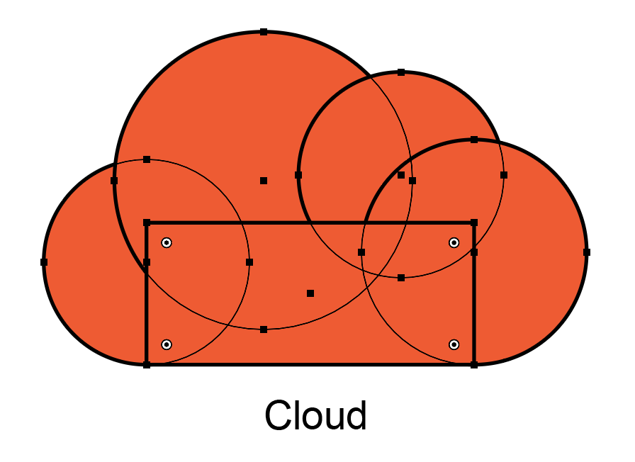 Set of circles and a rectangle forming an orange cloud shape