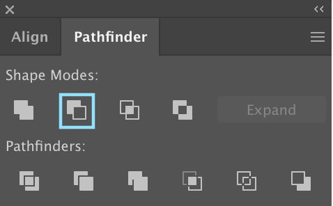 Pathfinder panel with a highlight on the Minus Front mode
