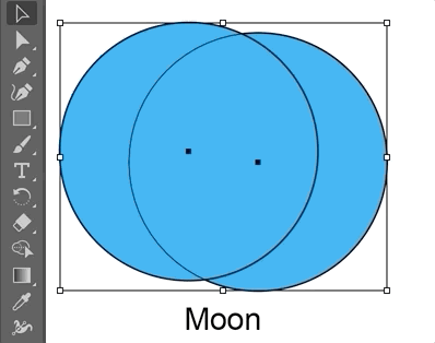 Animation of two circle being merged with the shape builder tool