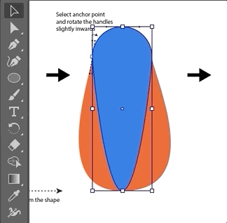 Animation showing the circle’s bottom anchor point being adjusted