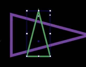 Animation showing a triangle being rotated and resized to match the reference shape