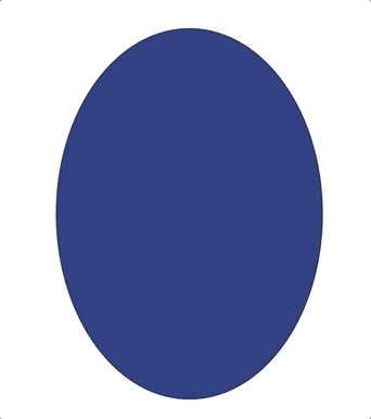 Dark blue oval shape with both anchor point sides being dragged down