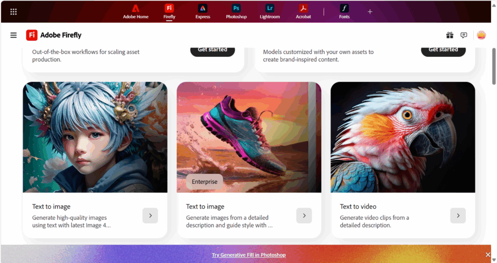 adobe firefly homepage