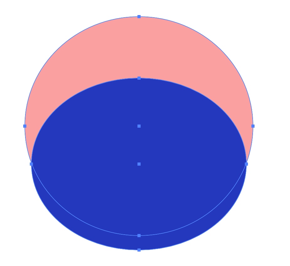 Pink circle shape with dark blue circle on top of it