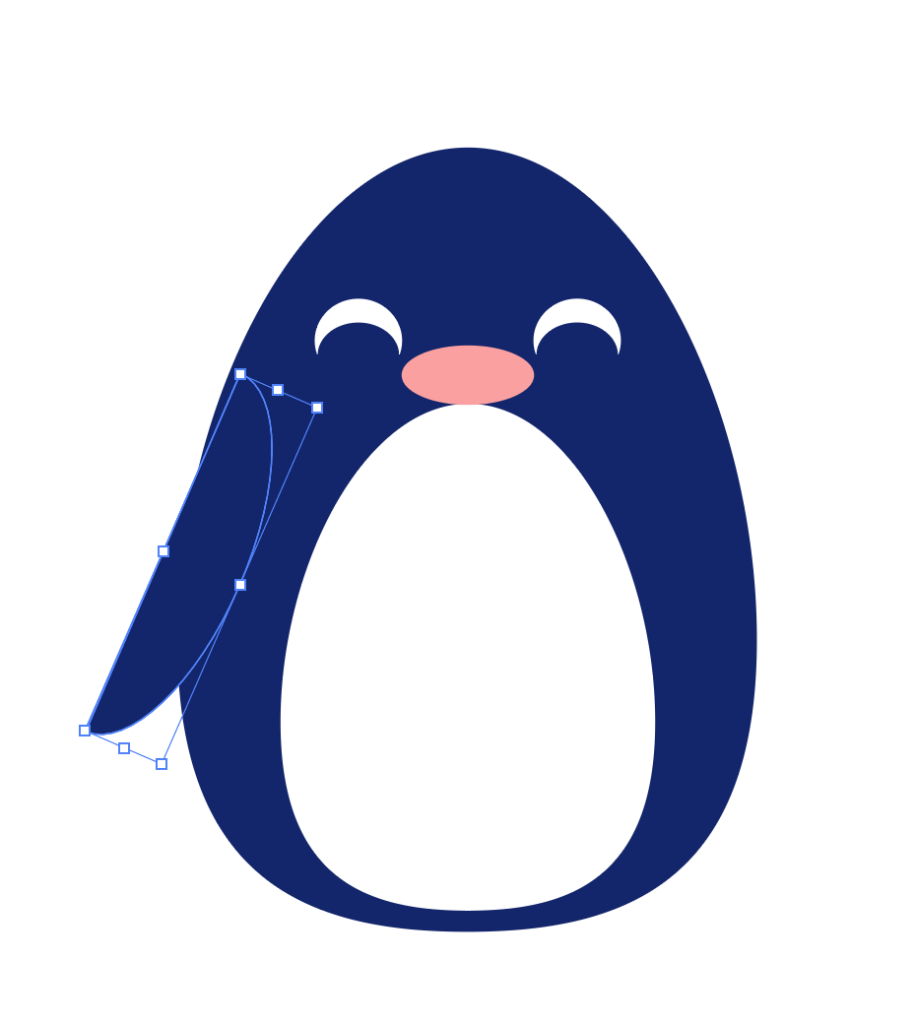 Penguin with a wide crescent circle on the left side