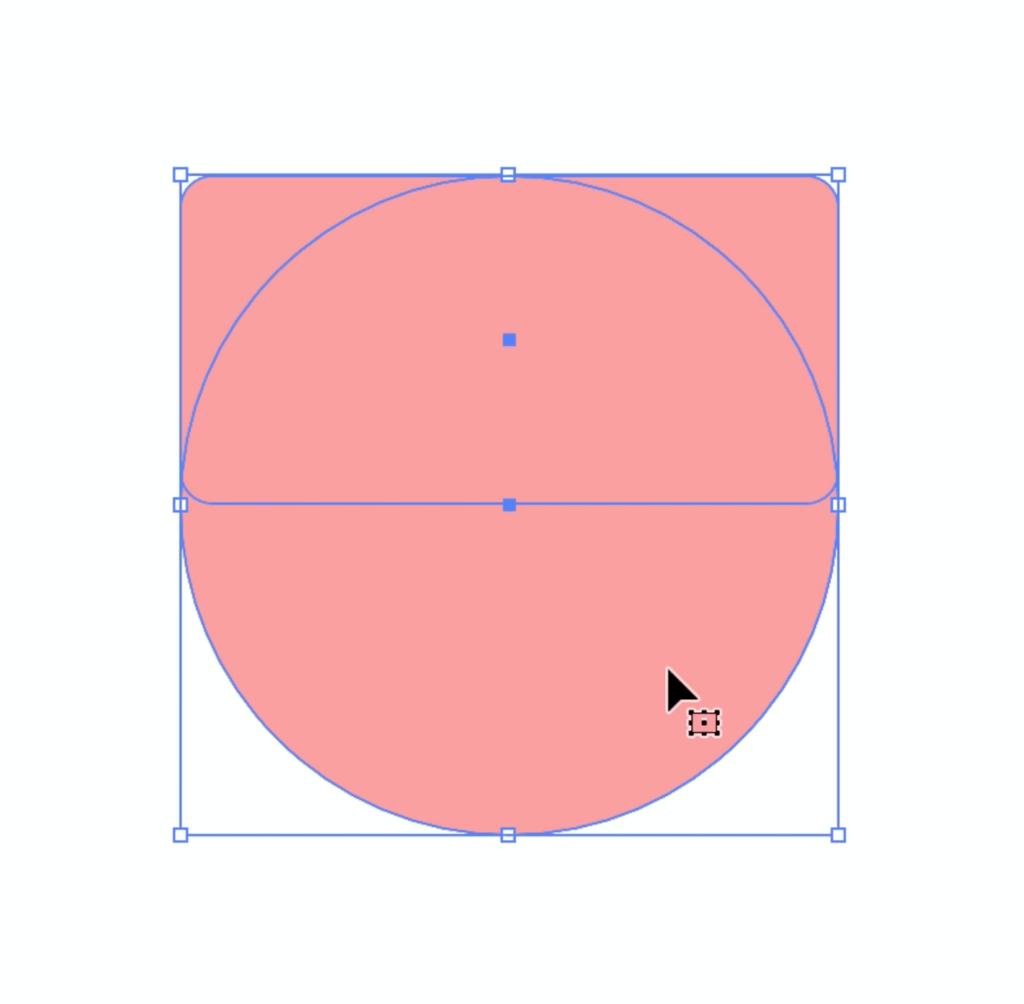 Pink rounded rectangle overlapping with a circle of the same size