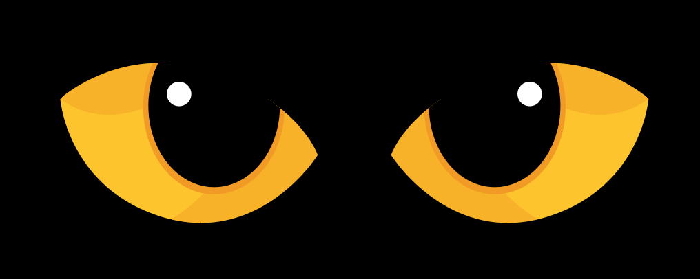 Two grouped yellow shapes forming a yellow cat-like eye pupil