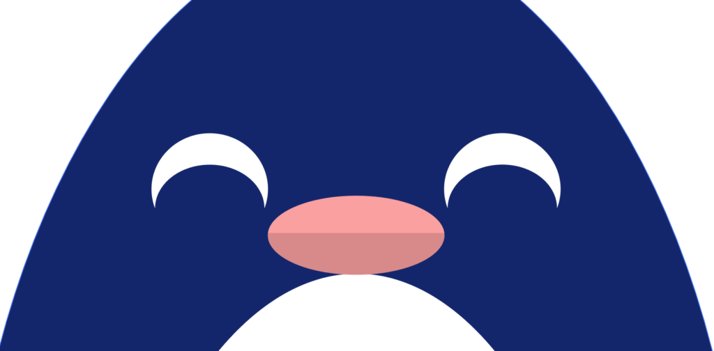 Penguin's face with a beak of two shades of pink