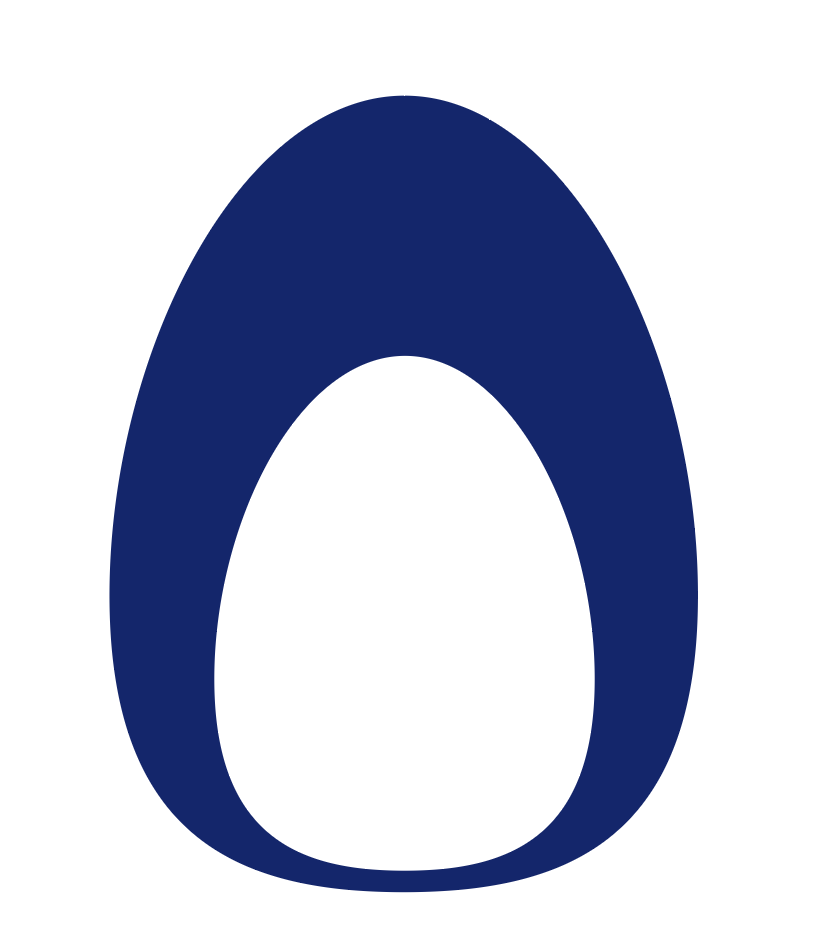Dark blue oval egg-like shape with a smaller white shape inside it