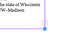 text overflow warning example with the red rectangle in the corner of a text frame