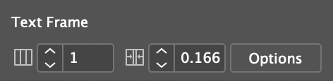 text frame column options from the Properties Panel
