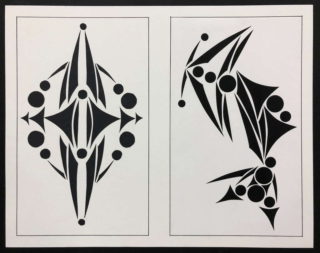 First example of a final DS120 Balance project with a symmetrical design on the left and an asymmetrical design on the right.