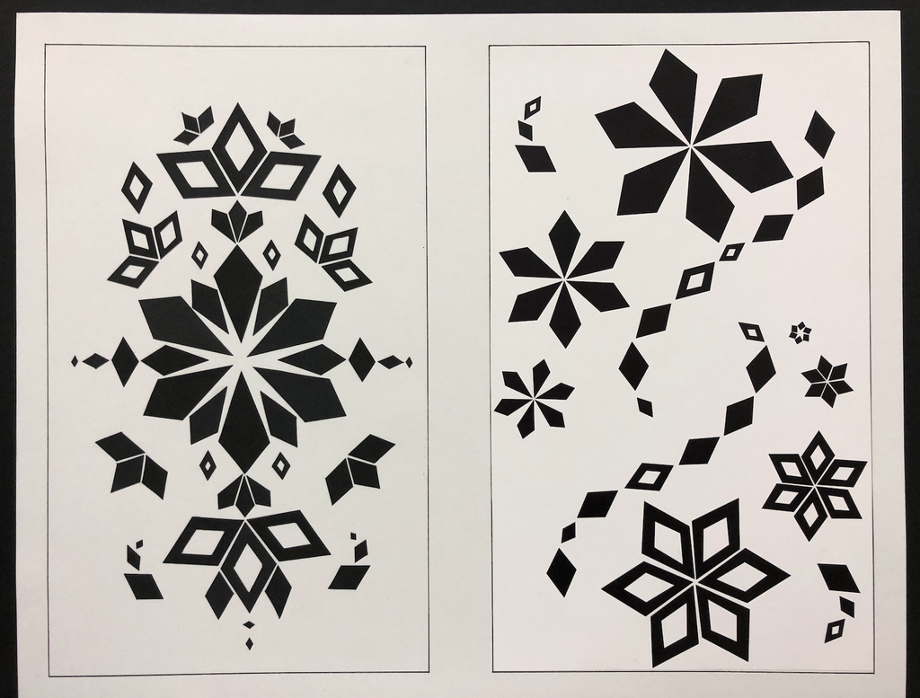 Third example of a final DS120 Balance project with a symmetrical design on the left and an asymmetrical design on the right.