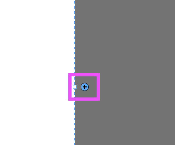 Close-up of artboard edge with add button highlighted
