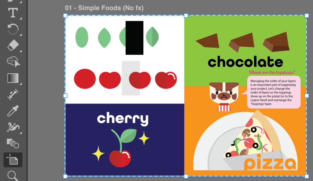 Screenshot showing the Artboard tool selected