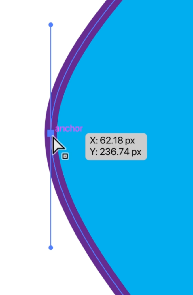 Screenshot showing control handles in Adobe Illustrator
