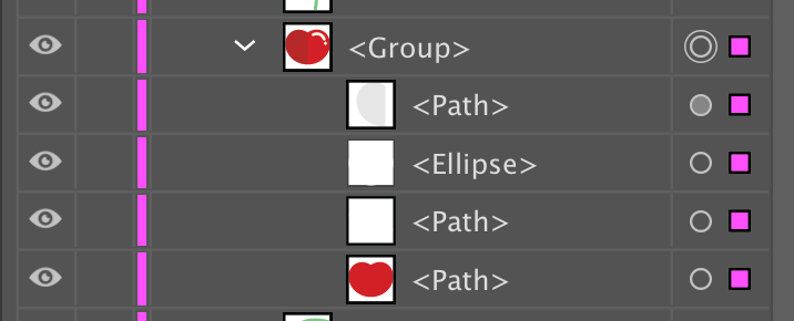 Screenshot of grouped items in Illustrator