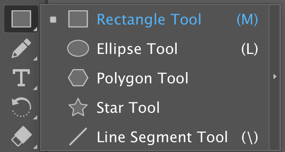 Screenshot showing the Shape tools in the Adobe Illustrator interface