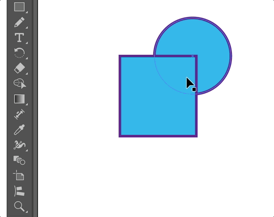 Animated GIF showing how to combine shapes with the Shape Builder tool in Illustrator
