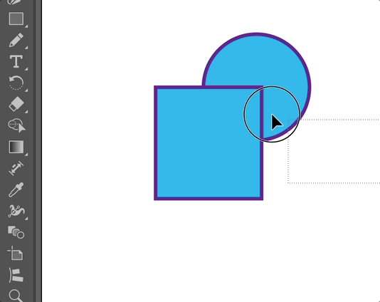 Animated GIF showing how to subtract shapes using the Shape Builder Tool in Adobe Illustrator